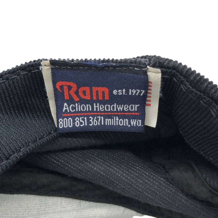 Ram SUNRISE AVIATION Eagle Pattern Advertising Corduroy Cap, Made in USA, One Size Fits All unclear black type Vintage Second Hand