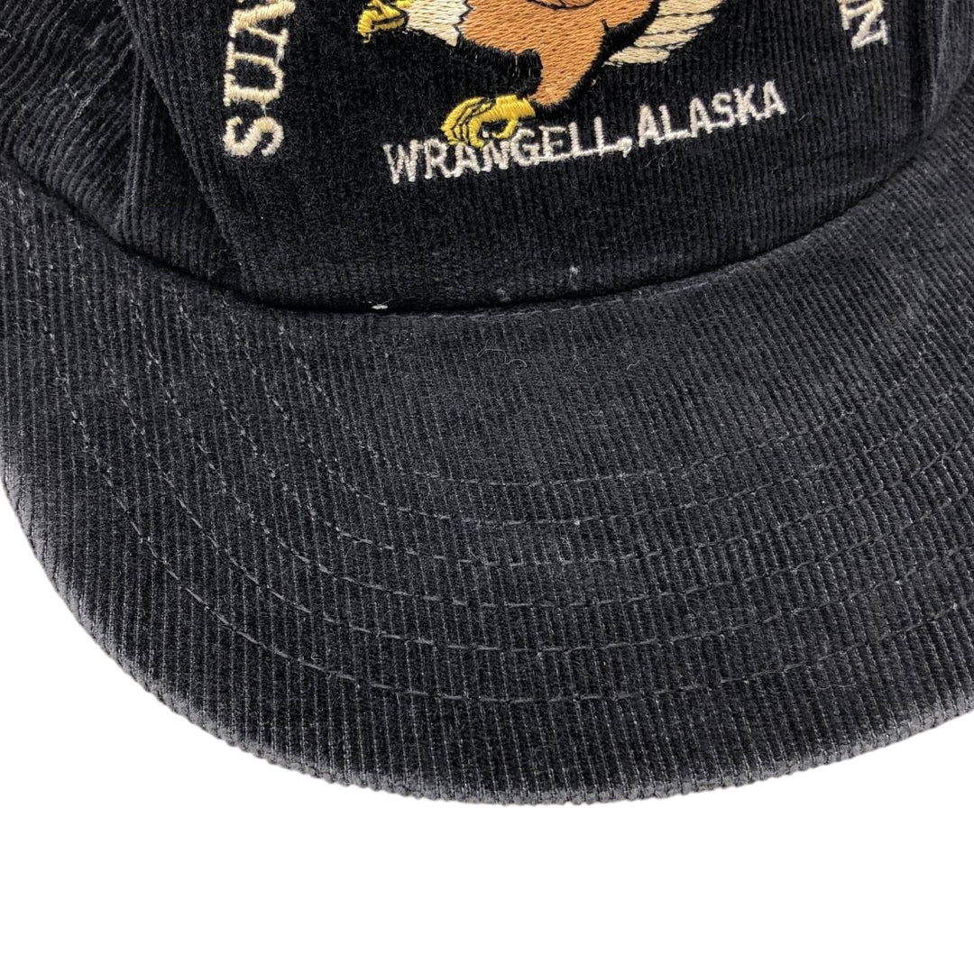Ram SUNRISE AVIATION Eagle Pattern Advertising Corduroy Cap, Made in USA, One Size Fits All unclear black type Vintage Second Hand