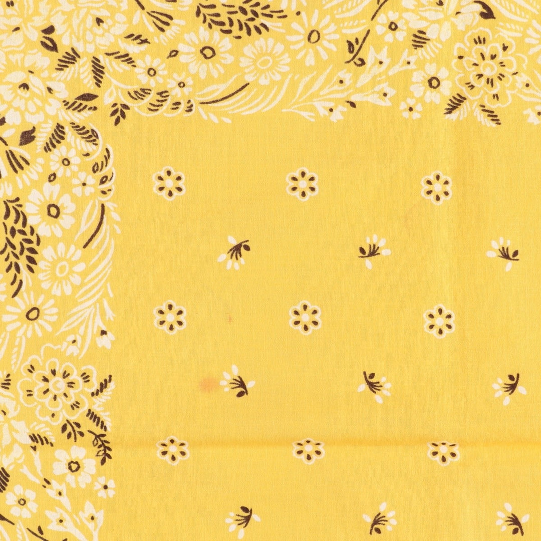 60s-70'S all-over floral print bandana, single selvedge, made in USA, vintage. cotton yellow type Vintage Second Hand