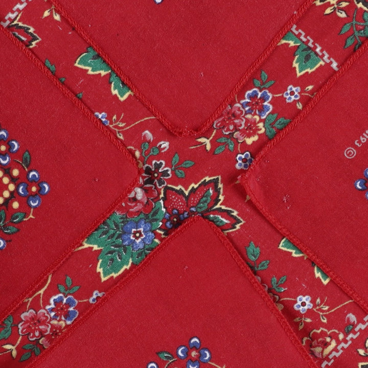 70'S all-over floral print bandana, made in USA, vintage. cotton red type Vintage Second Hand
