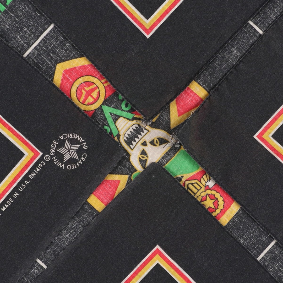 80s-90'S all-over print bandana, made in USA, vintage. cotton black type Vintage Second Hand