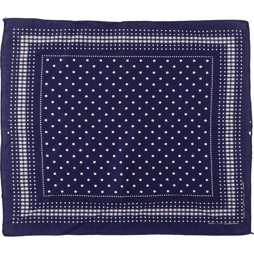 1960'S TOWER polka dot pattern single selvedge bandana vintage cotton navy blue type Vintage Second Hand