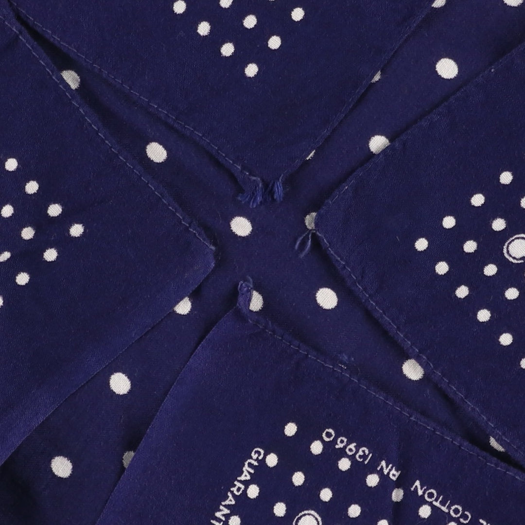 1960'S TOWER polka dot pattern single selvedge bandana vintage cotton navy blue type Vintage Second Hand