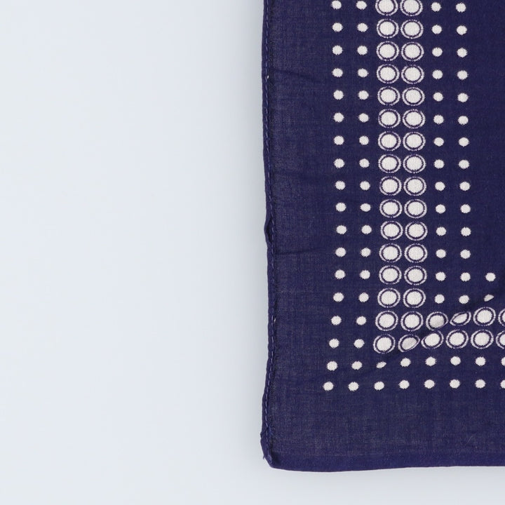 1960'S TOWER polka dot pattern single selvedge bandana vintage cotton navy blue type Vintage Second Hand