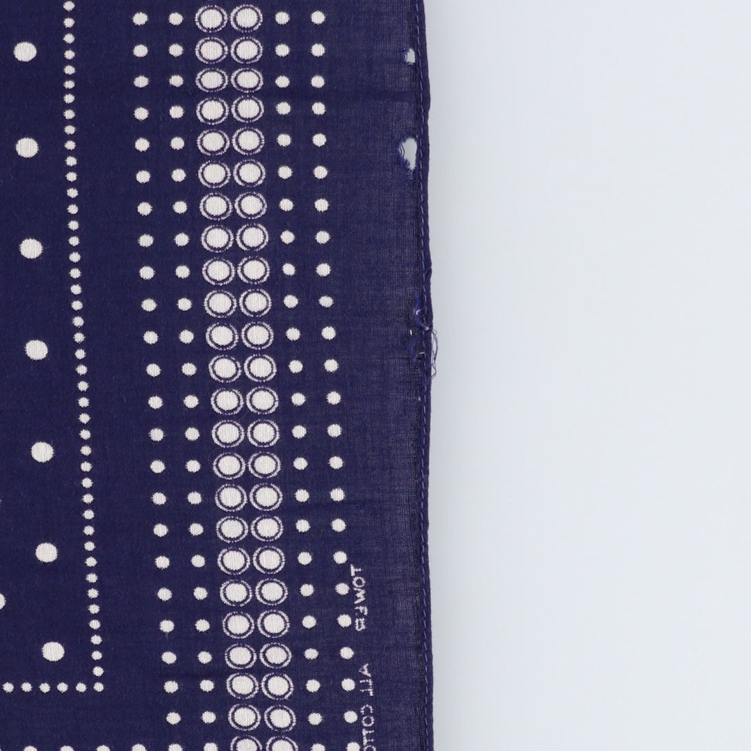 1960'S TOWER polka dot pattern single selvedge bandana vintage cotton navy blue type Vintage Second Hand