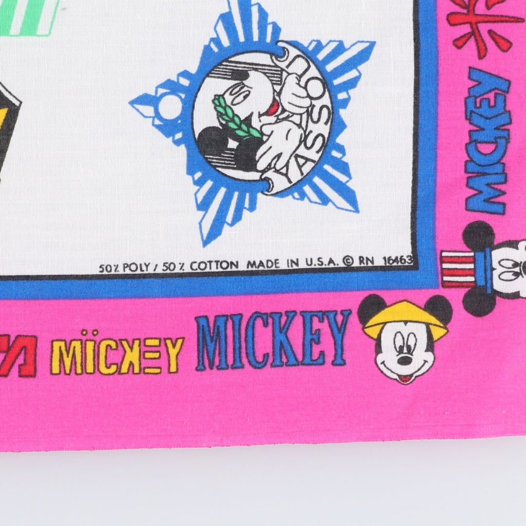Vintage 80s-90'S Disney Mickey Mouse all-over print bandana, made in the USA. polyester pink type Vintage Second Hand