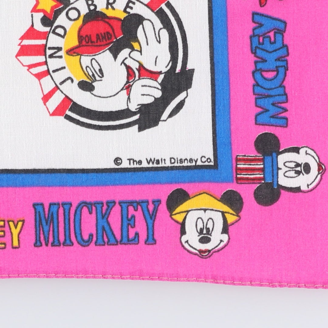 Vintage 80s-90'S Disney Mickey Mouse all-over print bandana, made in the USA. polyester pink type Vintage Second Hand
