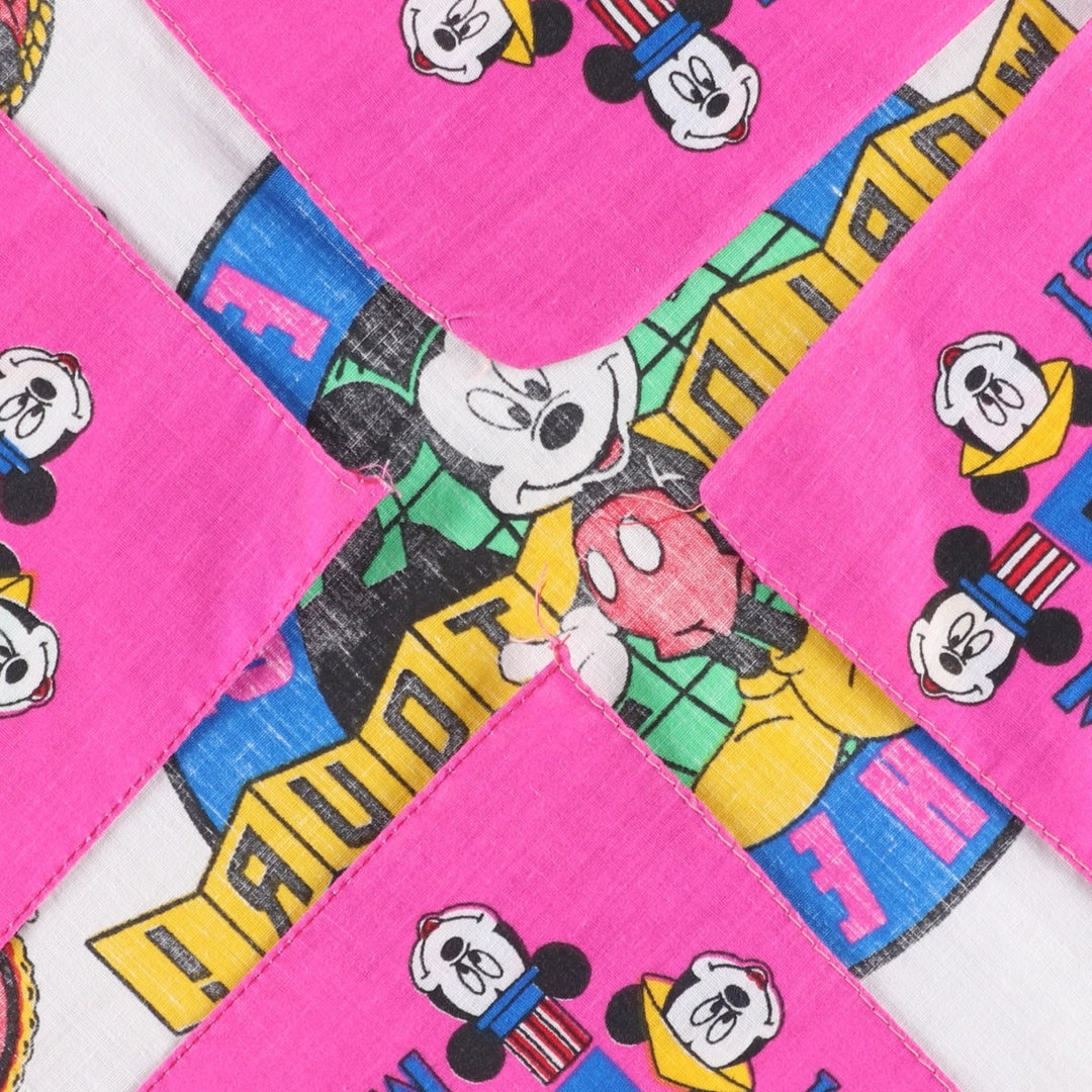 Vintage 80s-90'S Disney Mickey Mouse all-over print bandana, made in the USA. polyester pink type Vintage Second Hand