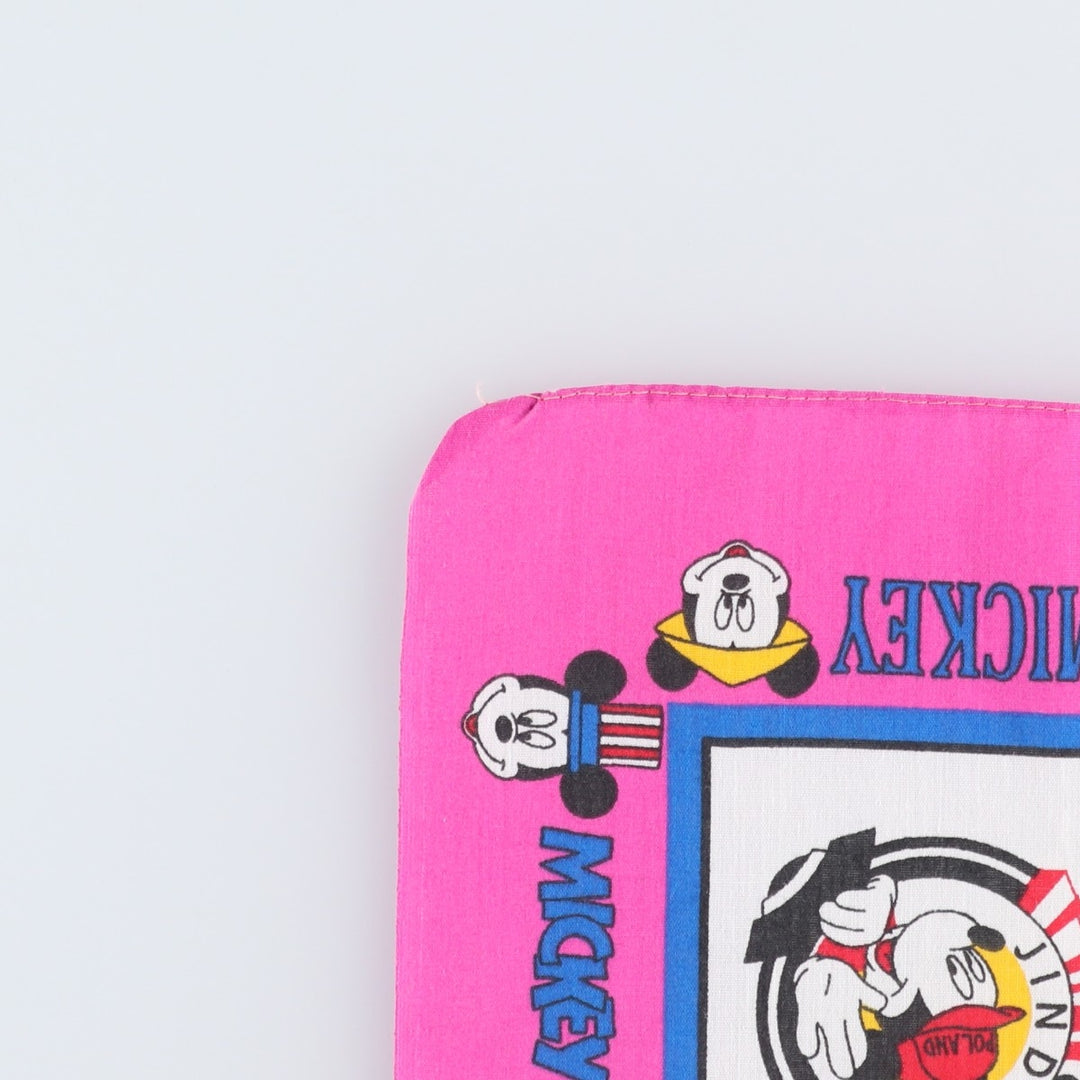 Vintage 80s-90'S Disney Mickey Mouse all-over print bandana, made in the USA. polyester pink type Vintage Second Hand
