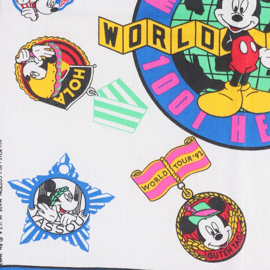 Vintage 80s-90'S Disney Mickey Mouse all-over print bandana, made in the USA. polyester pink type Vintage Second Hand