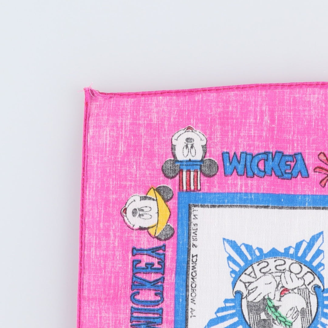 Vintage 80s-90'S Disney Mickey Mouse all-over print bandana, made in the USA. polyester pink type Vintage Second Hand