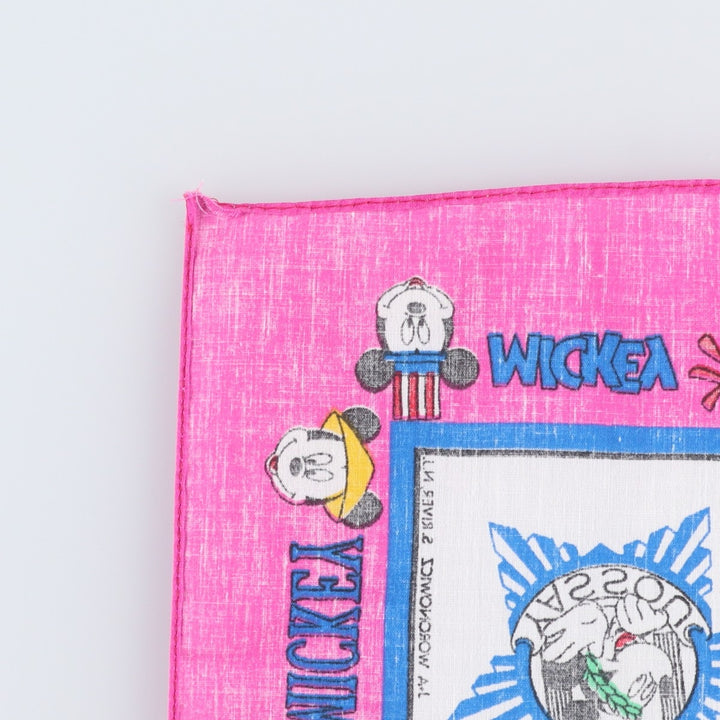 Vintage 80s-90'S Disney Mickey Mouse all-over print bandana, made in the USA. polyester pink type Vintage Second Hand