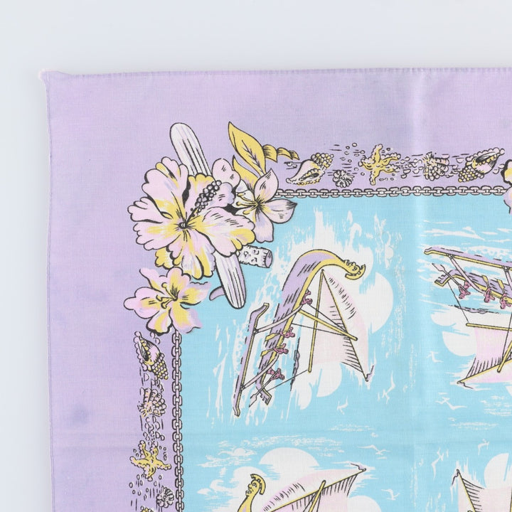 80s-90'S all-over hibiscus pattern bandana, made in USA, vintage. cotton purple type Vintage Second Hand