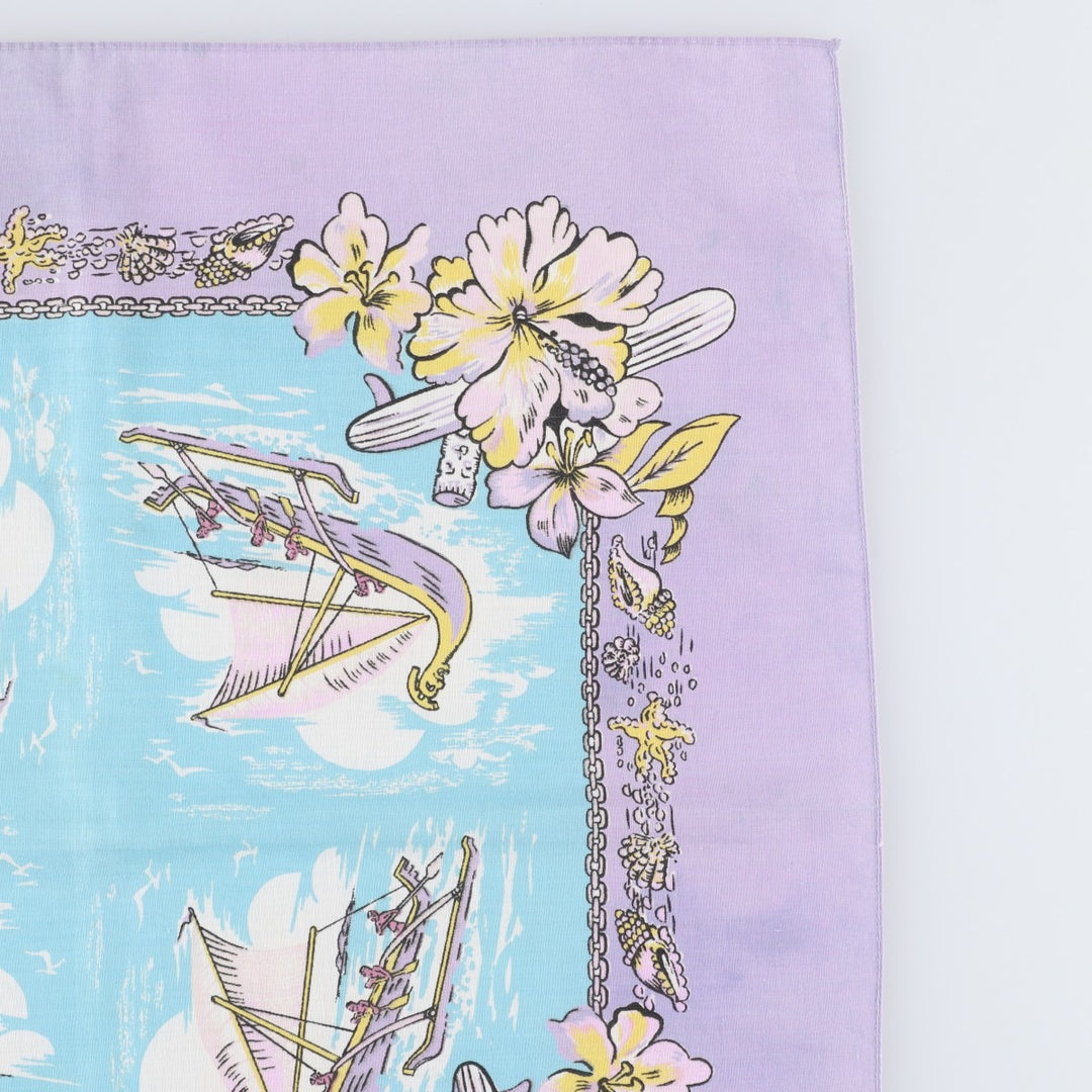 80s-90'S all-over hibiscus pattern bandana, made in USA, vintage. cotton purple type Vintage Second Hand