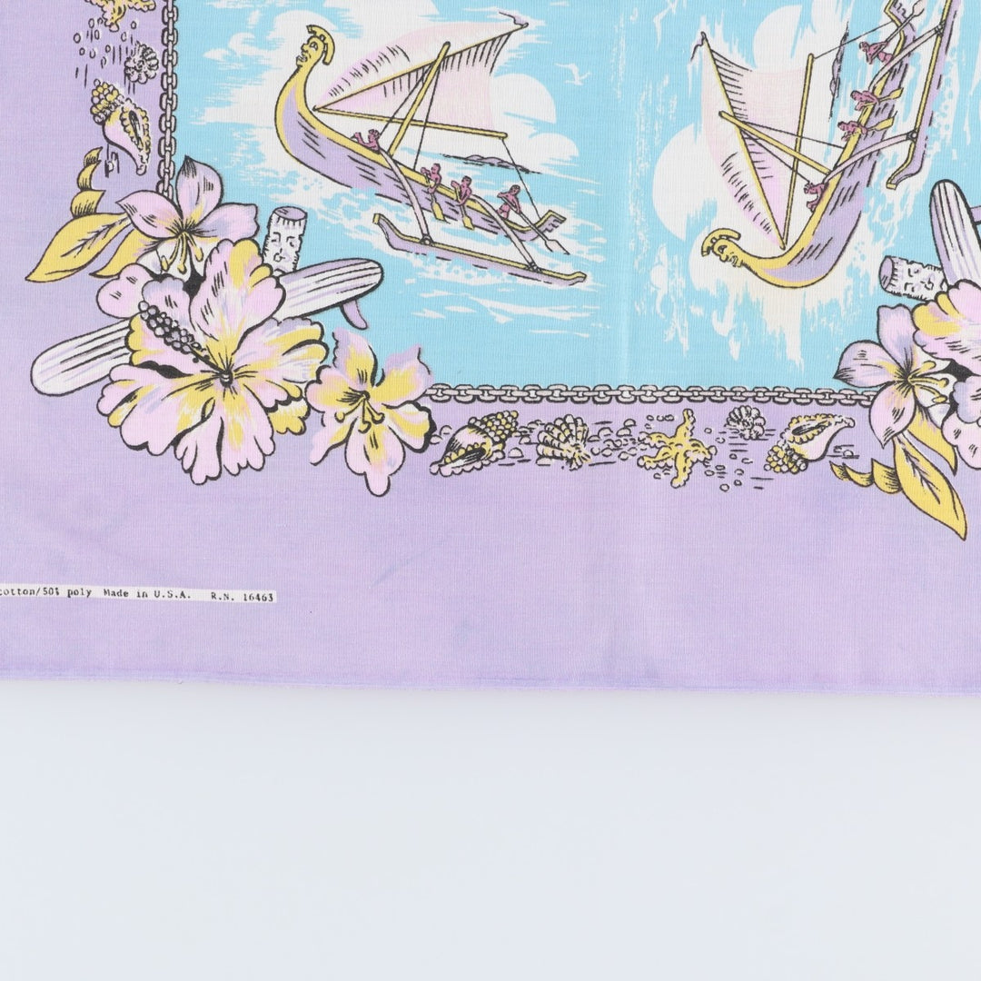 80s-90'S all-over hibiscus pattern bandana, made in USA, vintage. cotton purple type Vintage Second Hand
