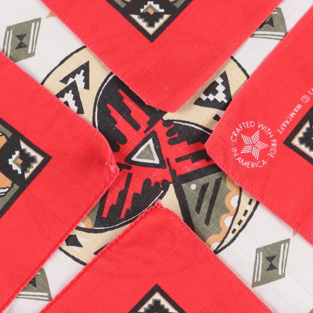 80s-90'S all-over Native American pattern bandana, made in USA, vintage. cotton red type Vintage Second Hand