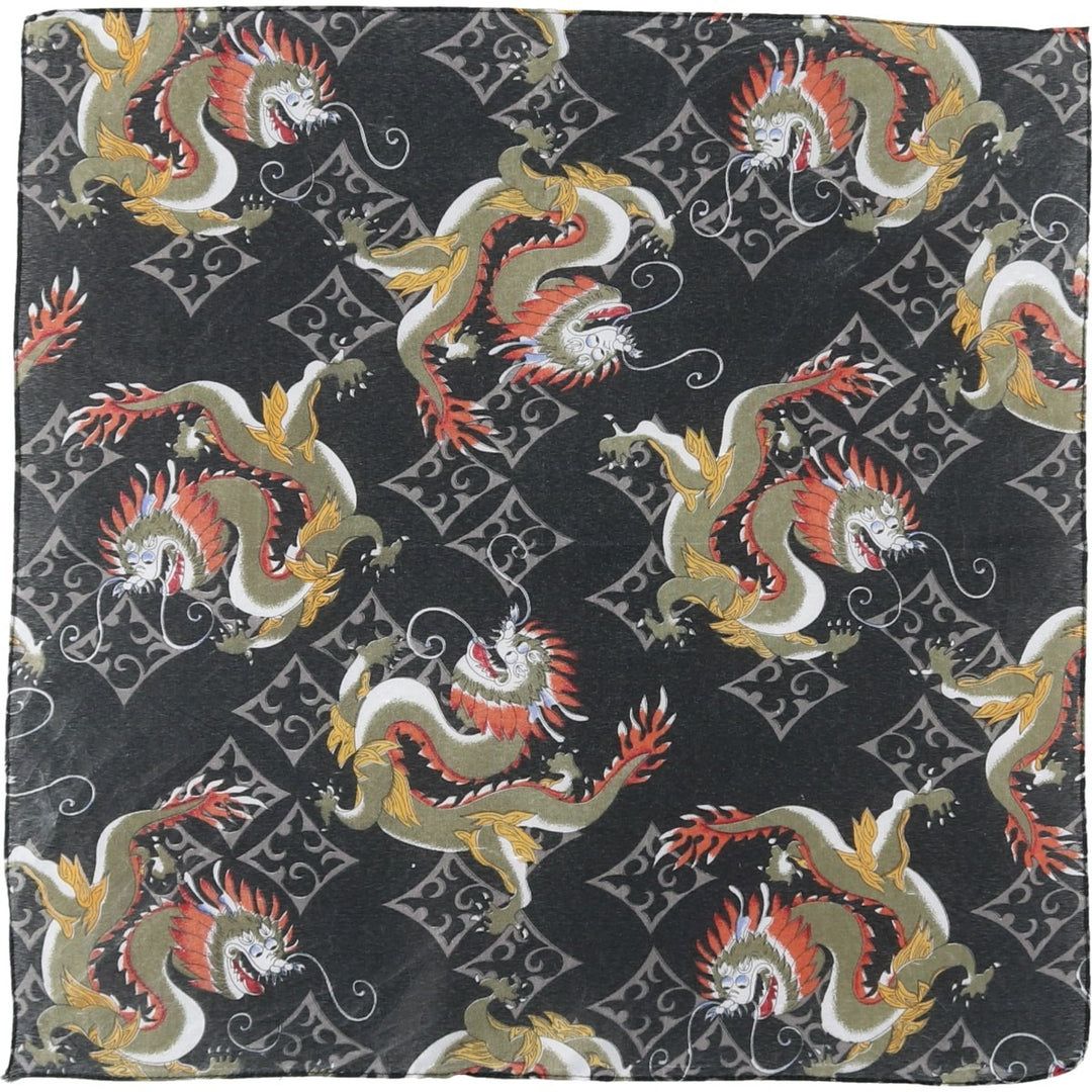 All-over dragon pattern bandana unclear black type Vintage Second Hand