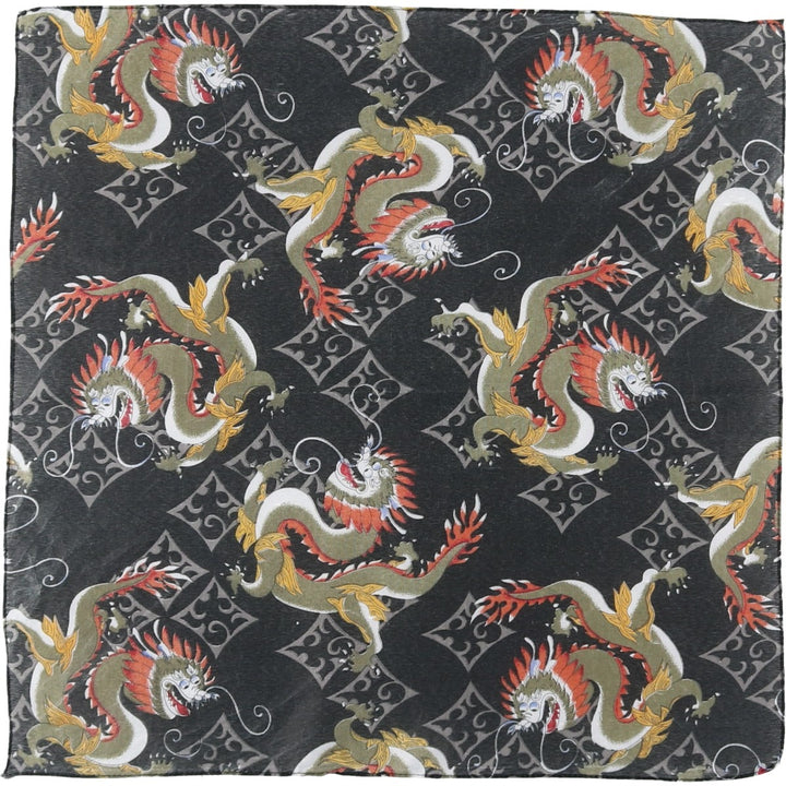 All-over dragon pattern bandana unclear black type Vintage Second Hand