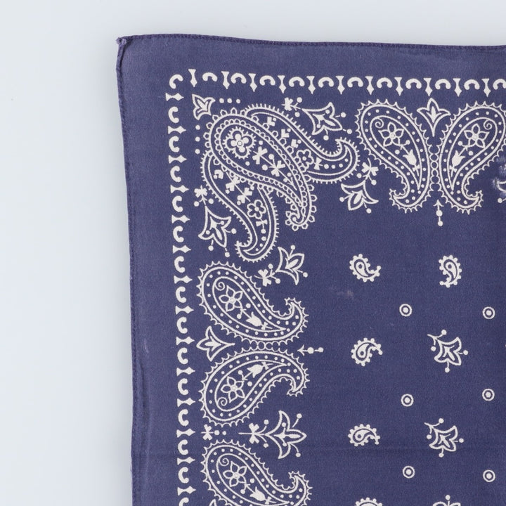 Vintage 60s-70'S ELEPHANT BRAND Paisley Pattern Trunk Up Bandana (One Ear, Upper Nose) cotton navy blue type Vintage Second Hand