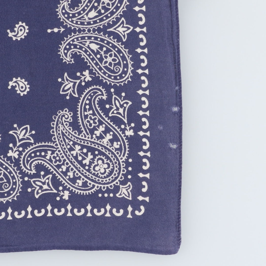 Vintage 60s-70'S ELEPHANT BRAND Paisley Pattern Trunk Up Bandana (One Ear, Upper Nose) cotton navy blue type Vintage Second Hand