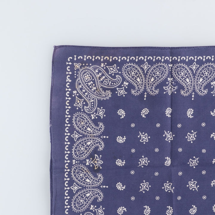 Vintage 60s-70'S ELEPHANT BRAND Paisley Pattern Trunk Up Bandana (One Ear, Upper Nose) cotton navy blue type Vintage Second Hand