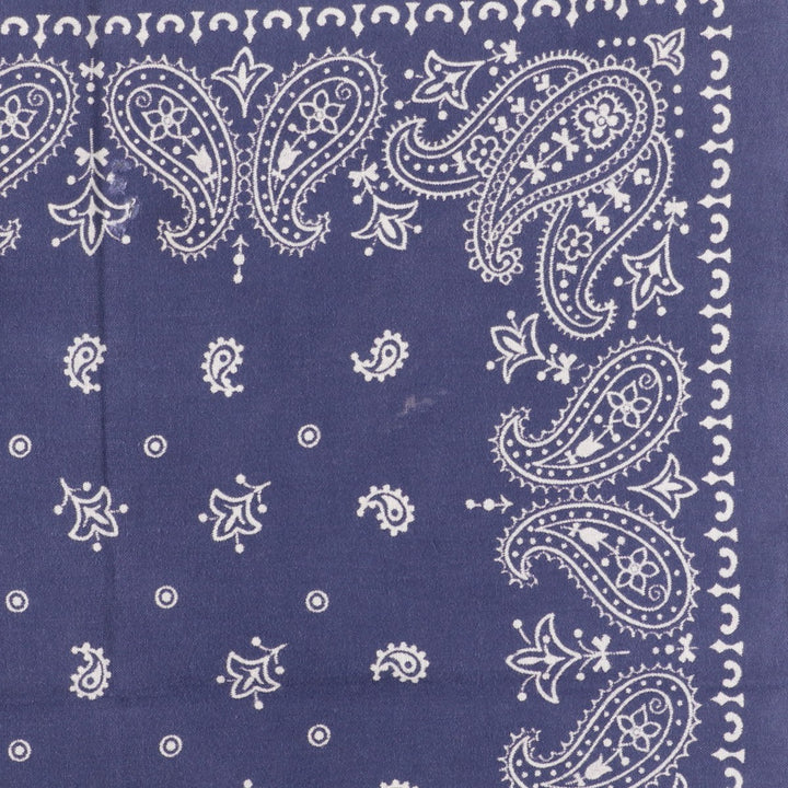 Vintage 60s-70'S ELEPHANT BRAND Paisley Pattern Trunk Up Bandana (One Ear, Upper Nose) cotton navy blue type Vintage Second Hand