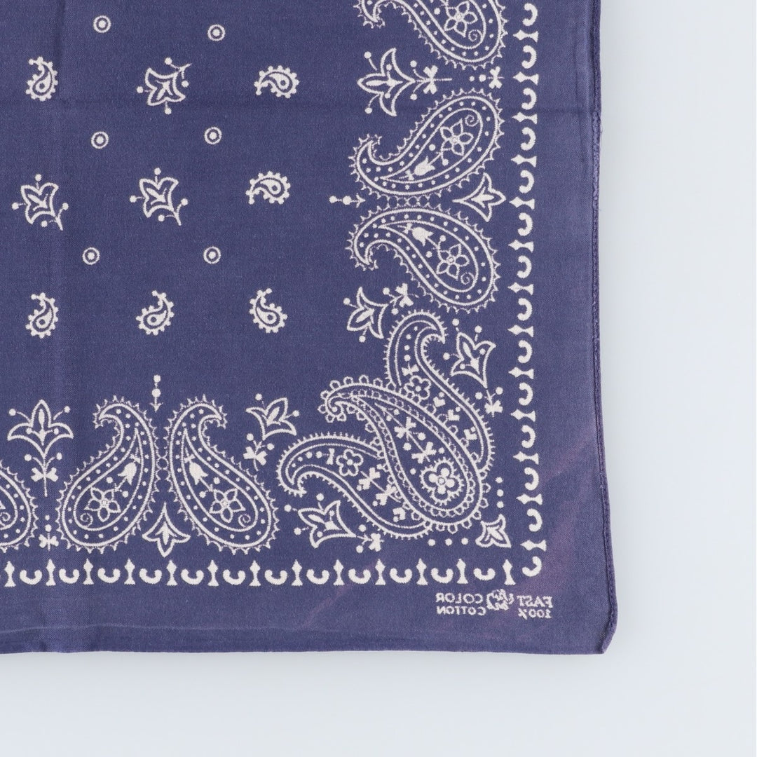 Vintage 60s-70'S ELEPHANT BRAND Paisley Pattern Trunk Up Bandana (One Ear, Upper Nose) cotton navy blue type Vintage Second Hand