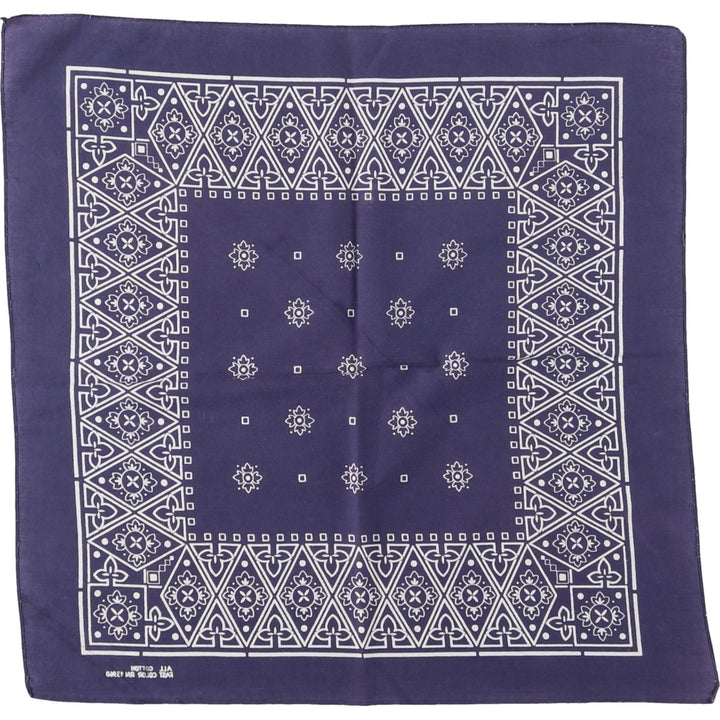60s-70'S all-over print, single-selvedge bandana, vintage. cotton navy blue type Vintage Second Hand