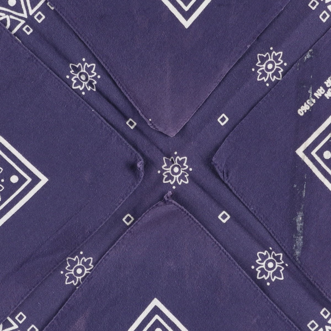 60s-70'S all-over print, single-selvedge bandana, vintage. cotton navy blue type Vintage Second Hand