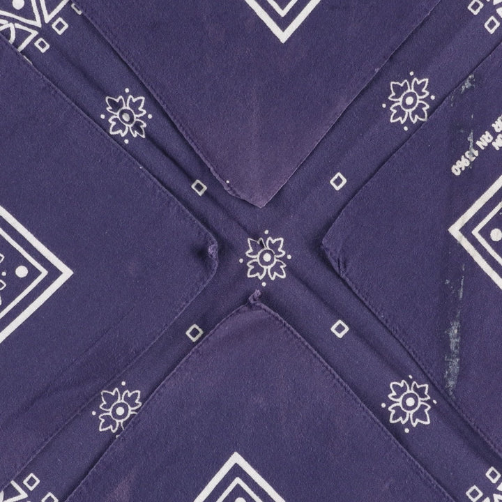 60s-70'S all-over print, single-selvedge bandana, vintage. cotton navy blue type Vintage Second Hand