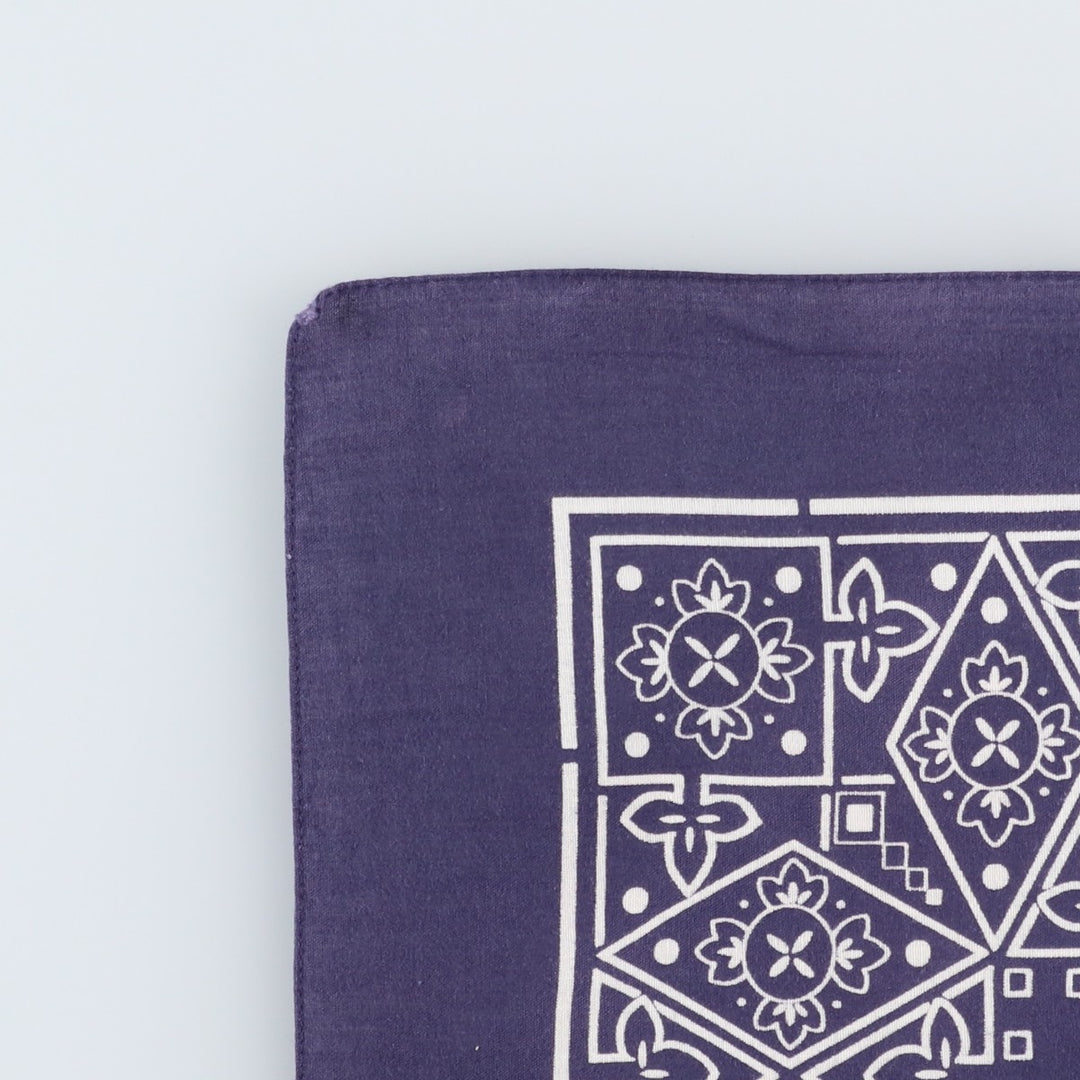 60s-70'S all-over print, single-selvedge bandana, vintage. cotton navy blue type Vintage Second Hand