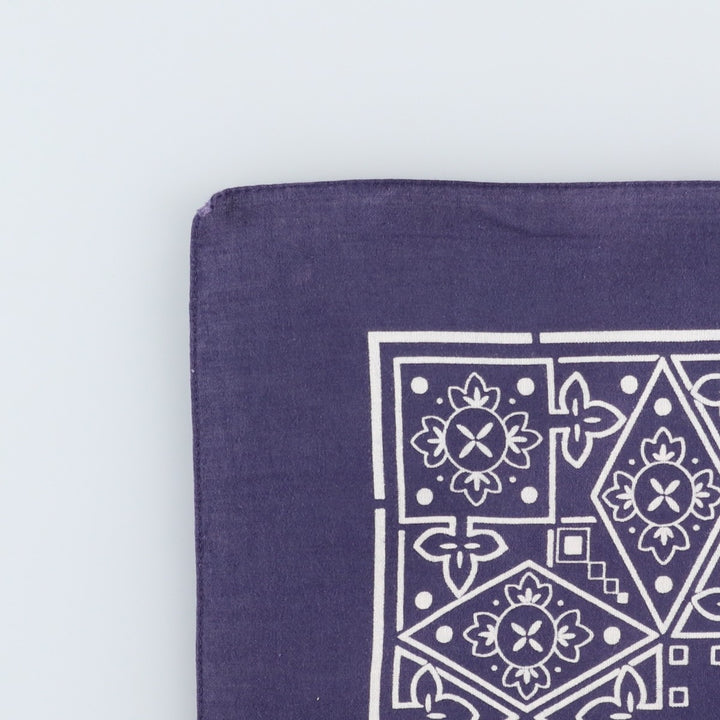 60s-70'S all-over print, single-selvedge bandana, vintage. cotton navy blue type Vintage Second Hand