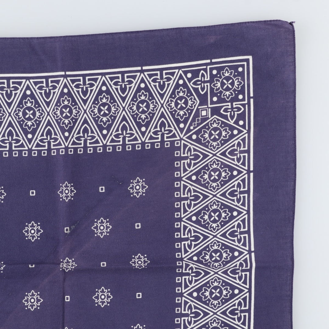 60s-70'S all-over print, single-selvedge bandana, vintage. cotton navy blue type Vintage Second Hand