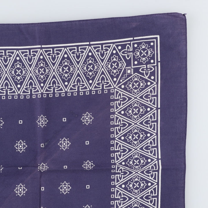60s-70'S all-over print, single-selvedge bandana, vintage. cotton navy blue type Vintage Second Hand