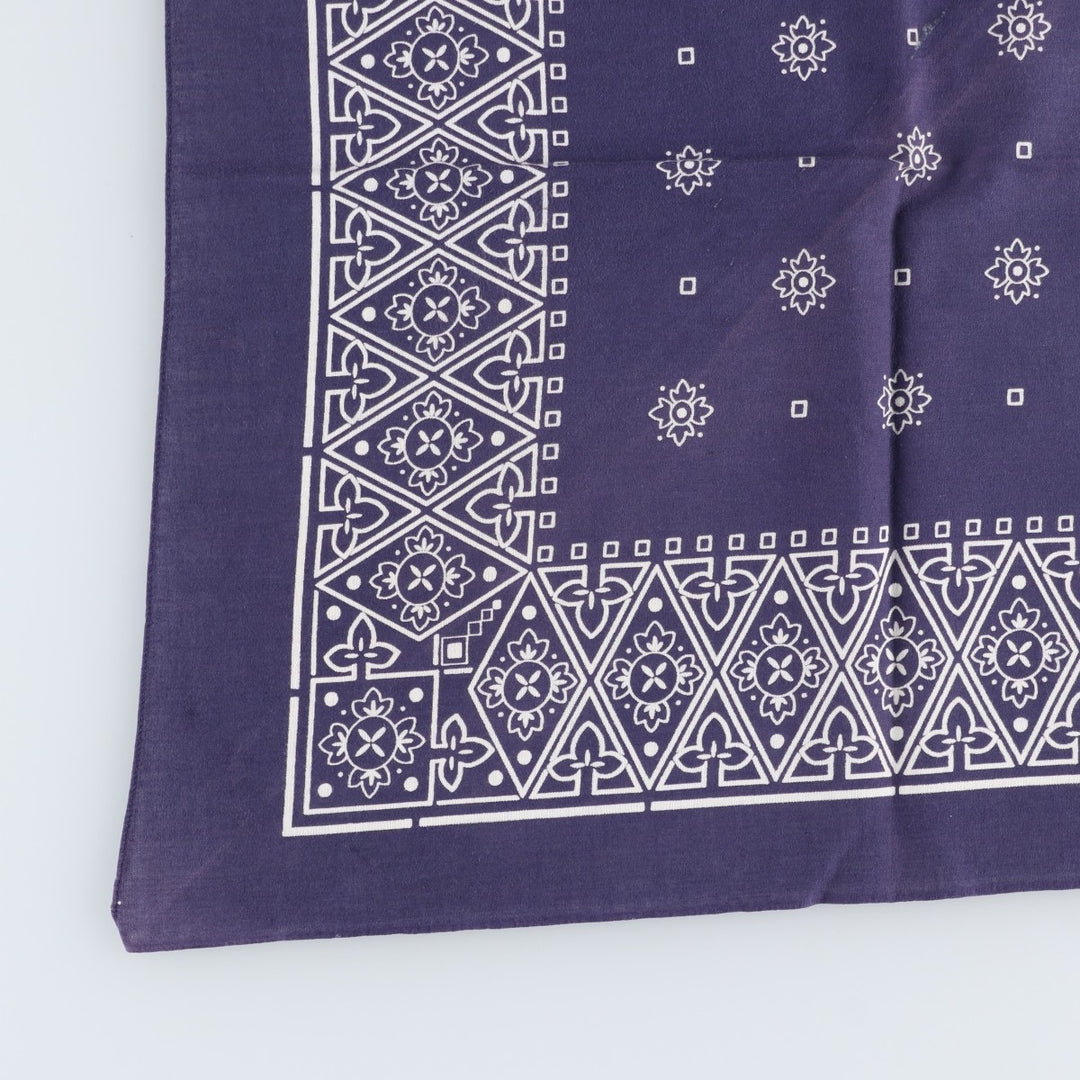 60s-70'S all-over print, single-selvedge bandana, vintage. cotton navy blue type Vintage Second Hand