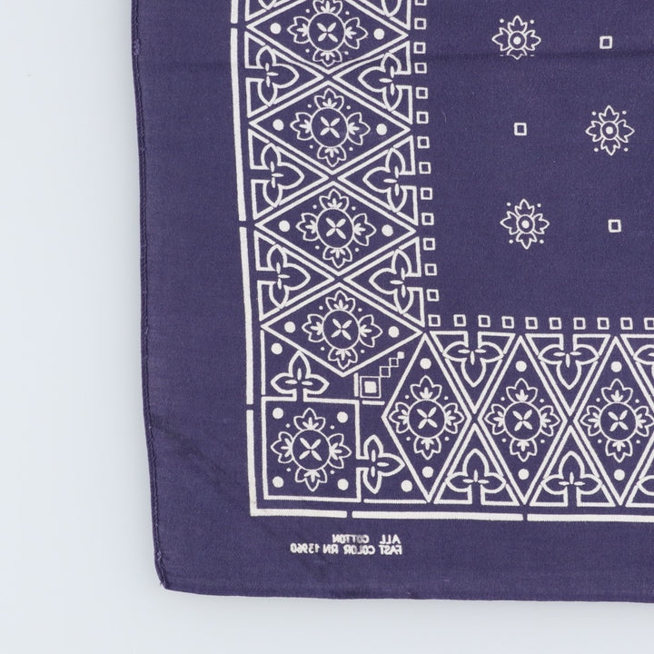 60s-70'S all-over print, single-selvedge bandana, vintage. cotton navy blue type Vintage Second Hand