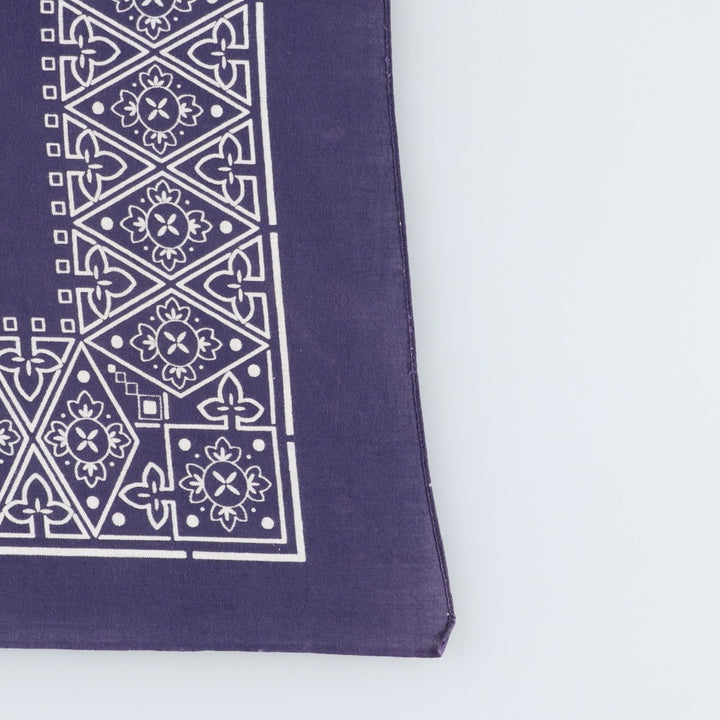 60s-70'S all-over print, single-selvedge bandana, vintage. cotton navy blue type Vintage Second Hand