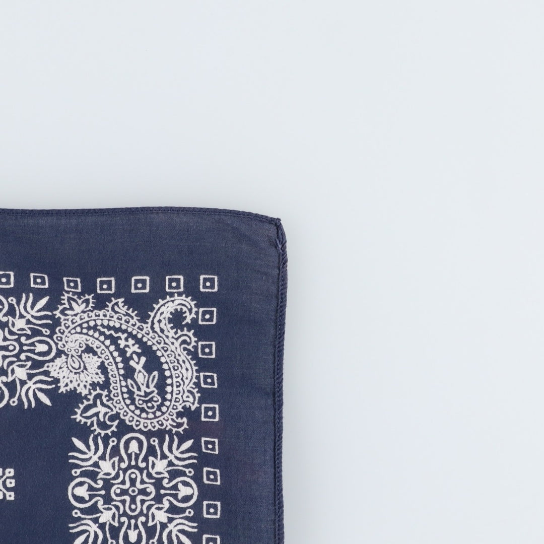 70s-80'S Paris Accessories Inc. All-over Paisley Pattern Jay Adams Bandana, Made in USA, Vintage cotton navy blue type Vintage Second Hand