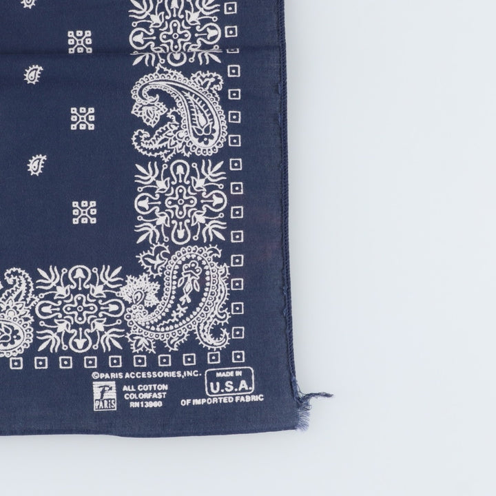 70s-80'S Paris Accessories Inc. All-over Paisley Pattern Jay Adams Bandana, Made in USA, Vintage cotton navy blue type Vintage Second Hand