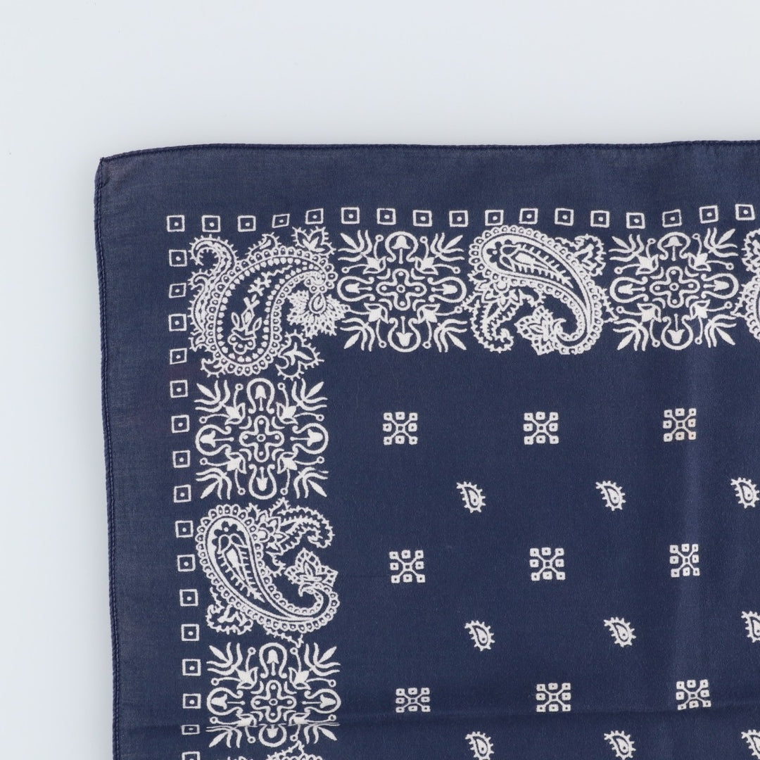 70s-80'S Paris Accessories Inc. All-over Paisley Pattern Jay Adams Bandana, Made in USA, Vintage cotton navy blue type Vintage Second Hand