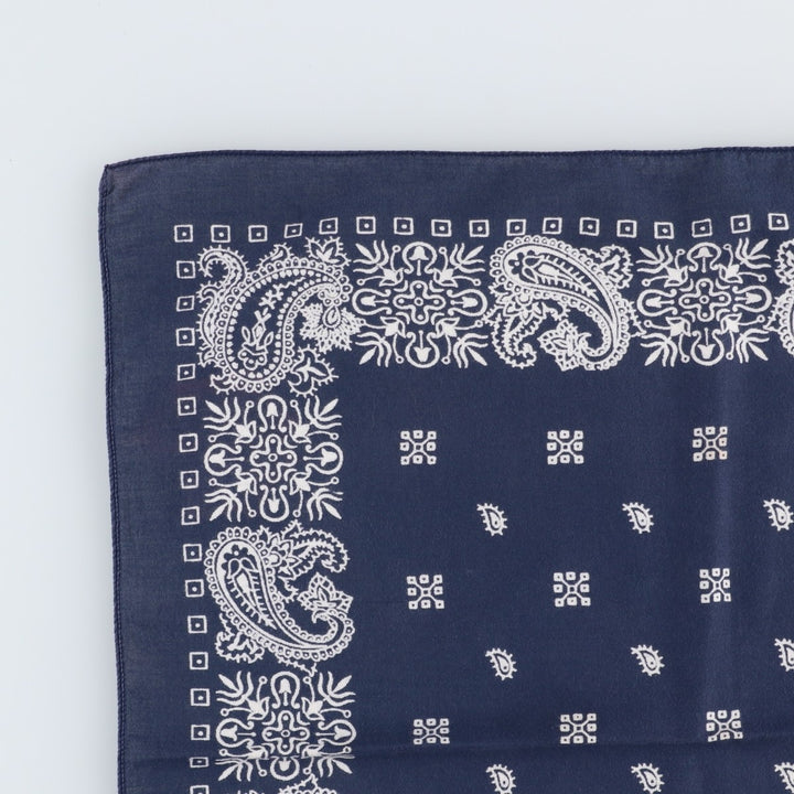 70s-80'S Paris Accessories Inc. All-over Paisley Pattern Jay Adams Bandana, Made in USA, Vintage cotton navy blue type Vintage Second Hand
