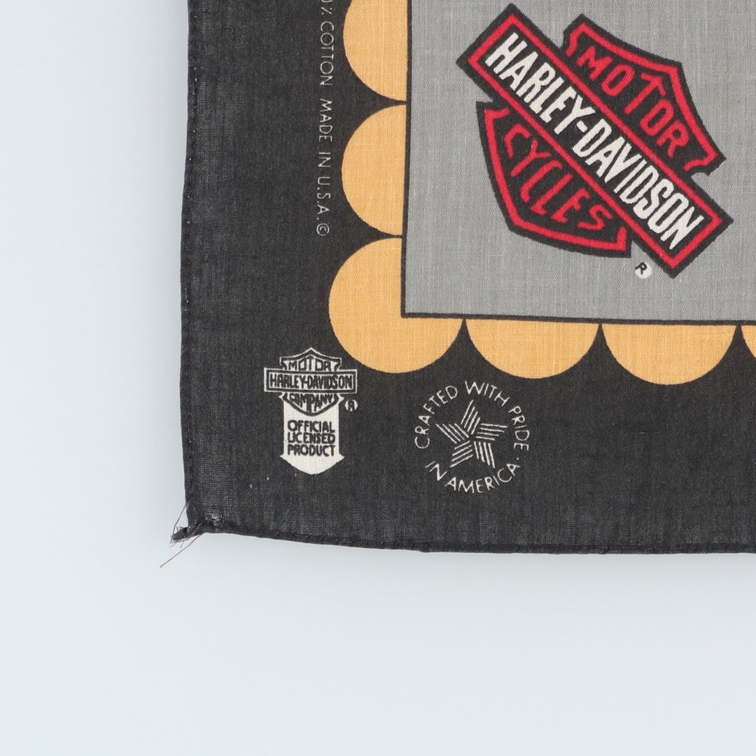 80s-90'S Harley-Davidson all-over eagle pattern bandana, made in the USA, vintage. polyester black type Vintage Second Hand
