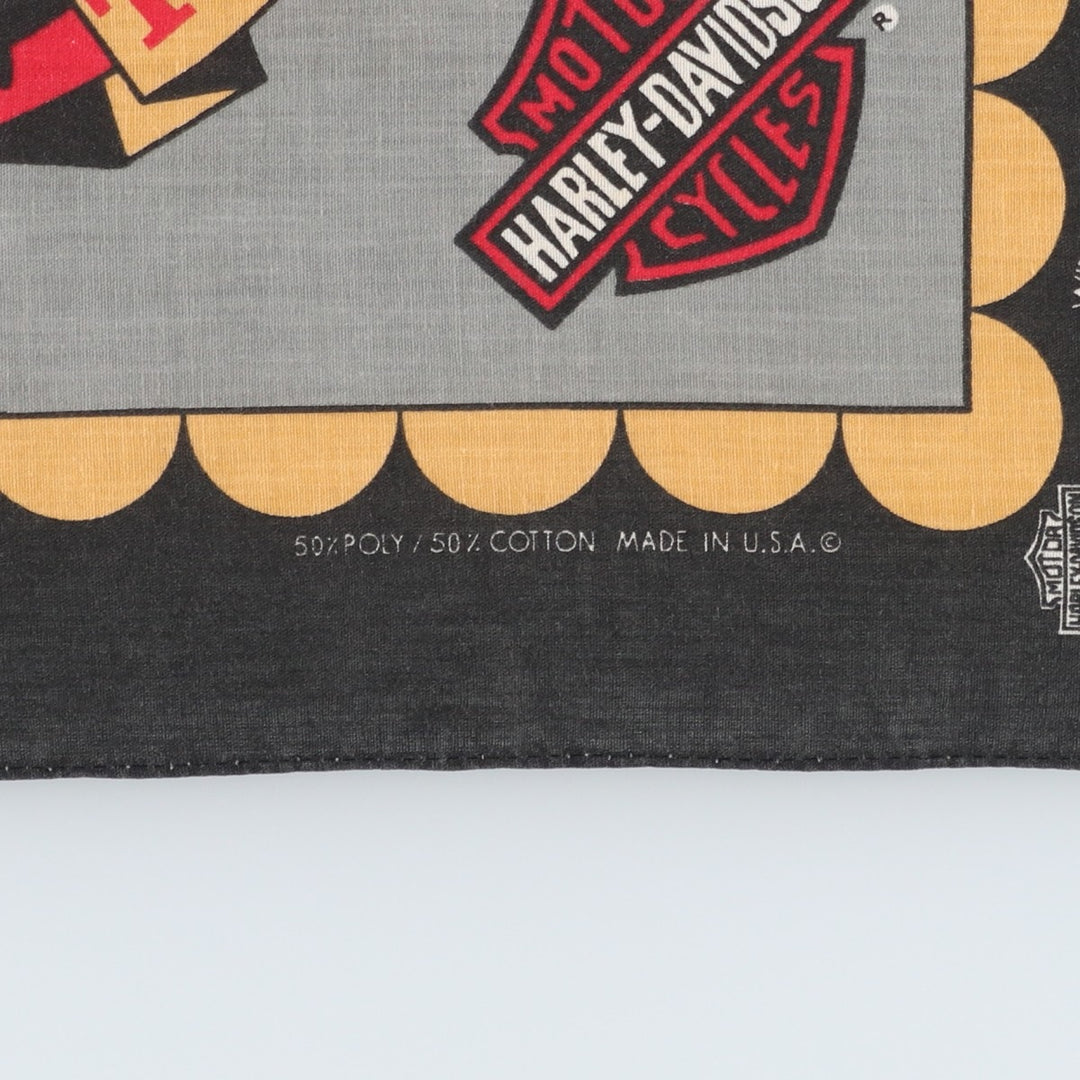 80s-90'S Harley-Davidson all-over eagle pattern bandana, made in the USA, vintage. polyester black type Vintage Second Hand
