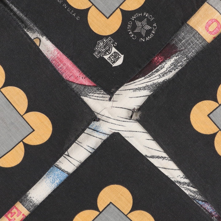 80s-90'S Harley-Davidson all-over eagle pattern bandana, made in the USA, vintage. polyester black type Vintage Second Hand