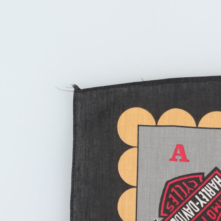 80s-90'S Harley-Davidson all-over eagle pattern bandana, made in the USA, vintage. polyester black type Vintage Second Hand