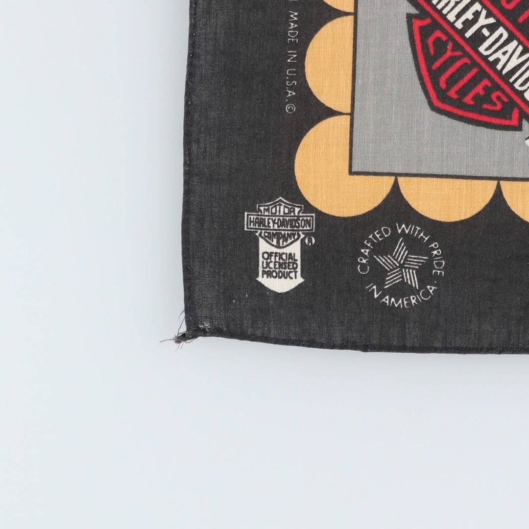 80s-90'S Harley-Davidson all-over eagle pattern bandana, made in the USA, vintage. polyester black type Vintage Second Hand