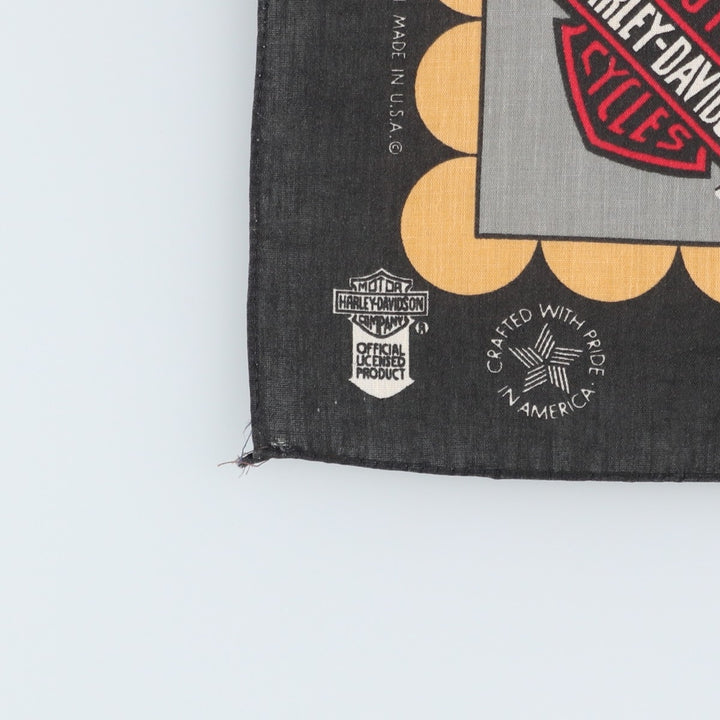80s-90'S Harley-Davidson all-over eagle pattern bandana, made in the USA, vintage. polyester black type Vintage Second Hand