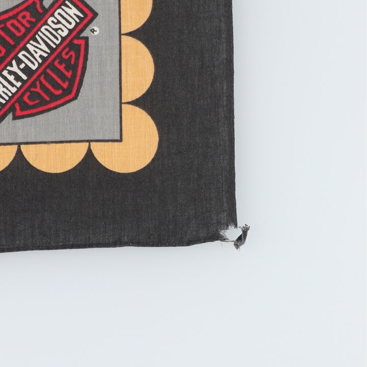 80s-90'S Harley-Davidson all-over eagle pattern bandana, made in the USA, vintage. polyester black type Vintage Second Hand