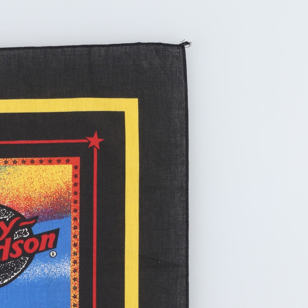 80s-90'S Harley-Davidson all-over eagle pattern bandana, made in the USA, vintage. polyester black type Vintage Second Hand