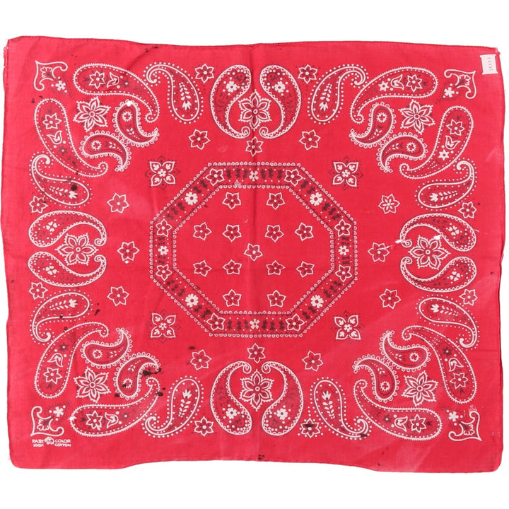 60s-70'S ELEPHANT BRAND Paisley Pattern Trunk Up Bandana (One Ear, Upper Nose) Vintage cotton red type Vintage Second Hand